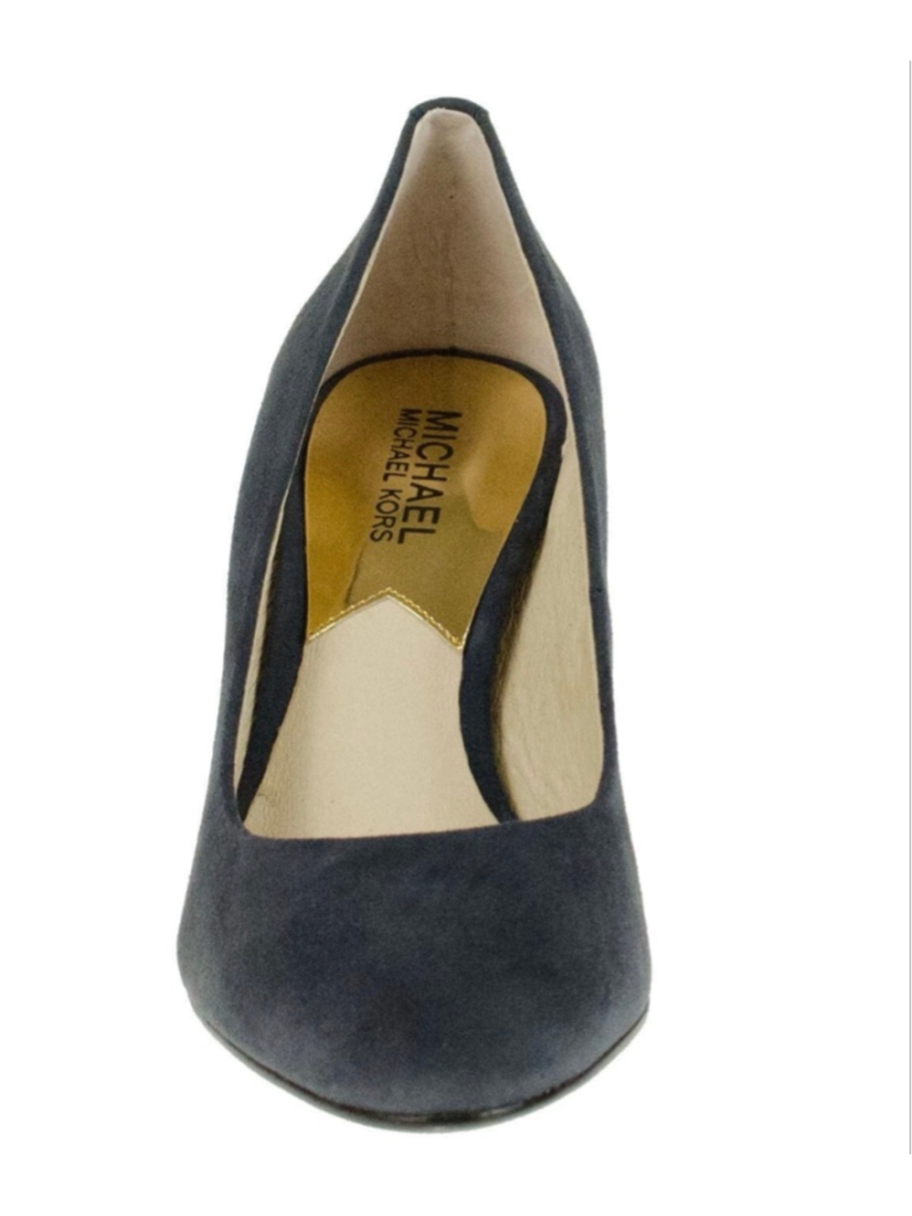 Women's Michael Kors Navy Suede Heels with Gold Detail - Picture 3 of 8